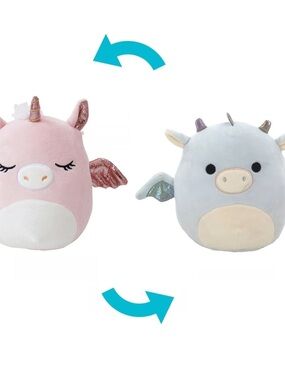 Claire's Flip-A-Mallows Reversible Plush - Pink & Light Gray
